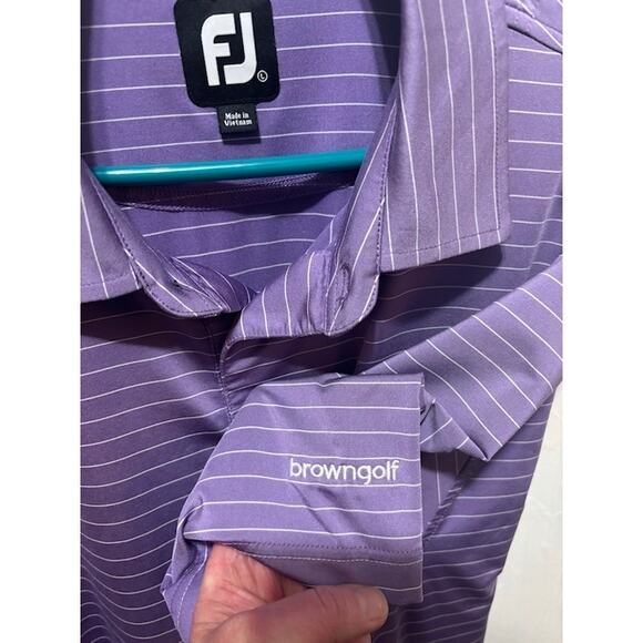 FootJoy Golf Polo Shirt Men's Purple Striped Pinecrest Country Club sz Large - Picture 4 of 7